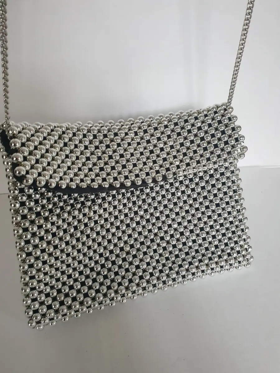 Silver Beaded Clutch Bag
