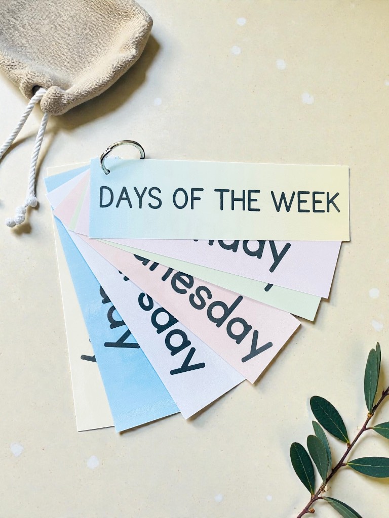 Days of The Week Pastel Flashcards Early Years Pre School Flash Cards.