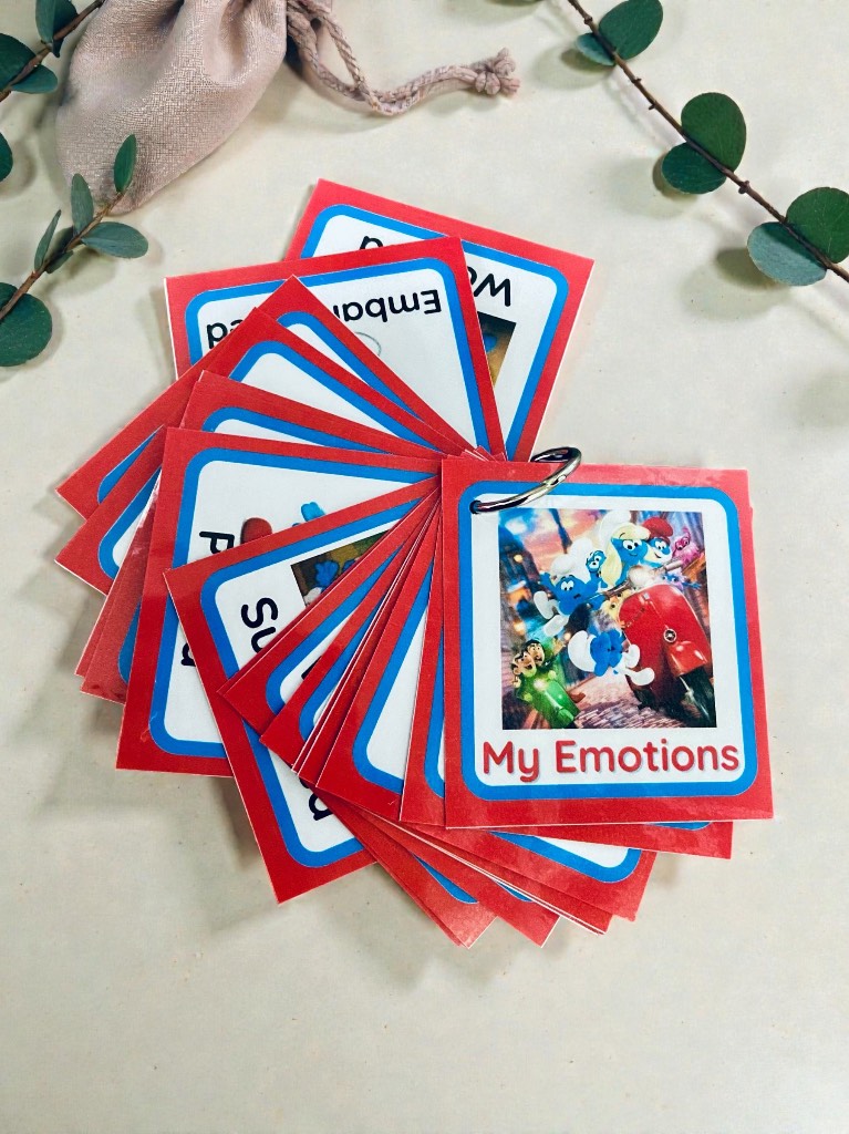 My Emotions The Smurfs Themed Flashcards Book Early Years Pre School Flash Cards.