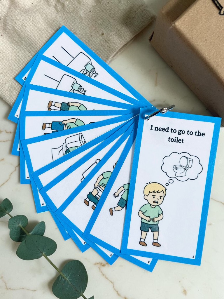 Toilet Routine Training Visual Communication Flashcards Blue Early Years Pre School Children Flash C