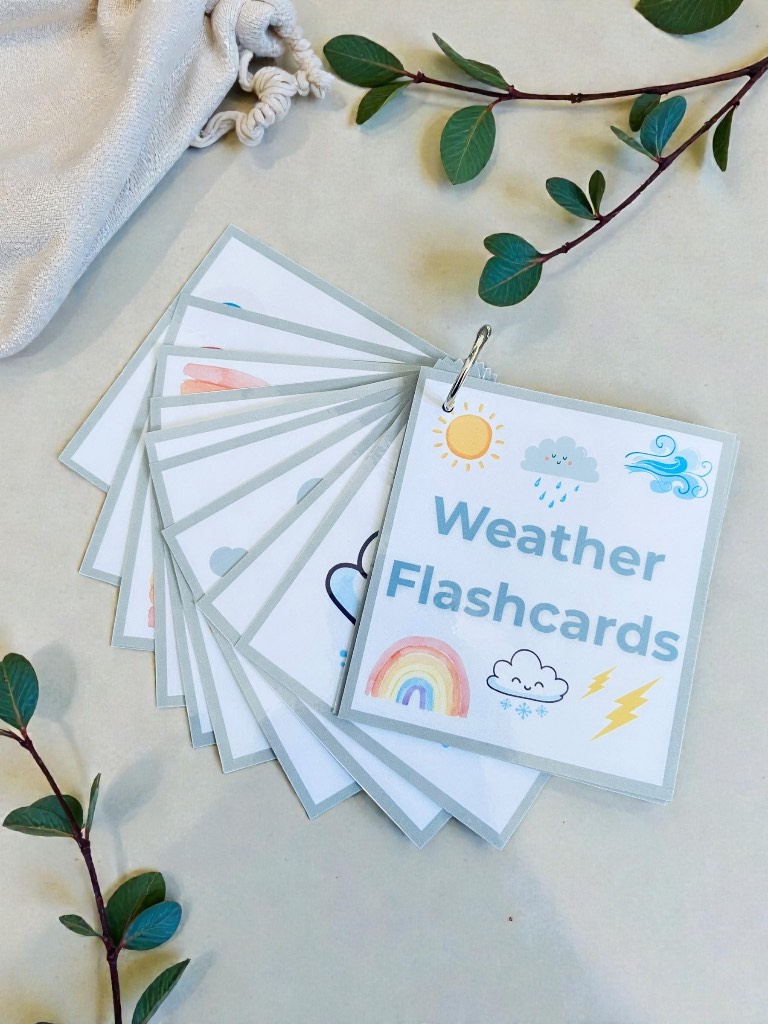 Weather Flashcards Book Early Years Pre School Children Education Flash Cards.