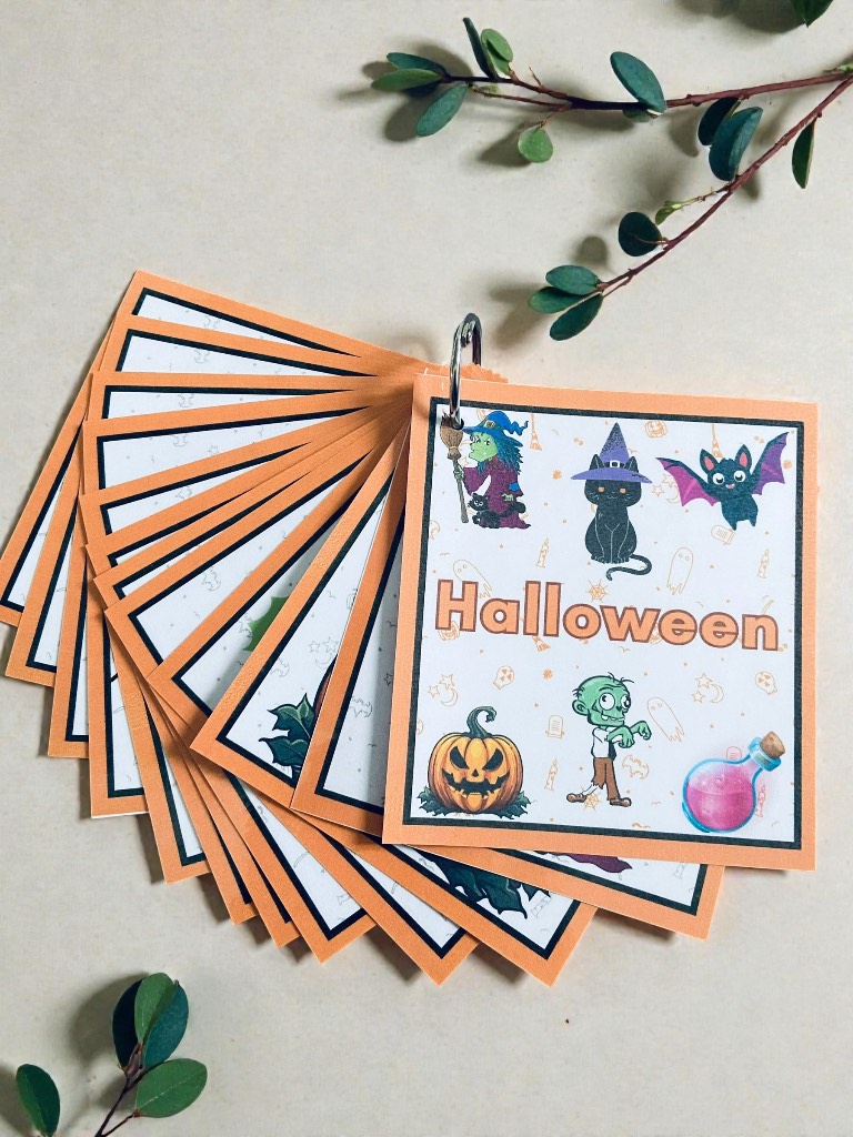Halloween Flashcards Book Early Years Pre School Children Education Flash Cards.
