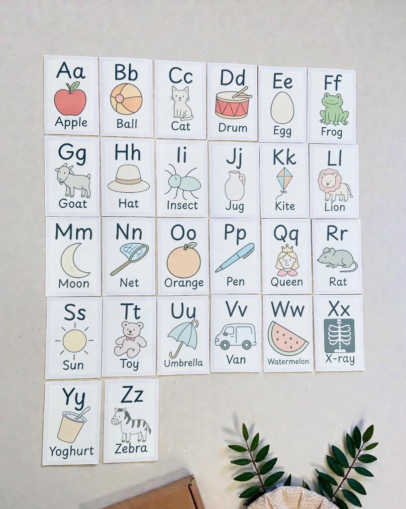 Alphabet Flashcards Laminated Early Years Learning Pre School Children Flash Cards.