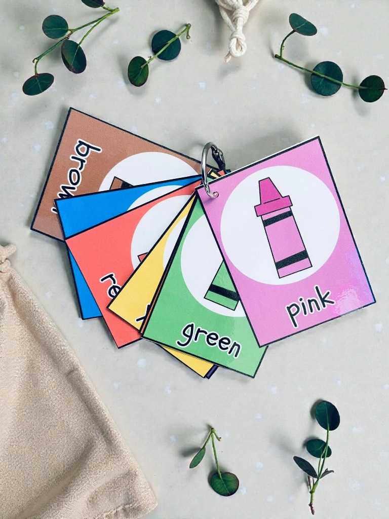 Crayon Colours Flashcards Book Early Years Pre School Children Education Flash Cards.