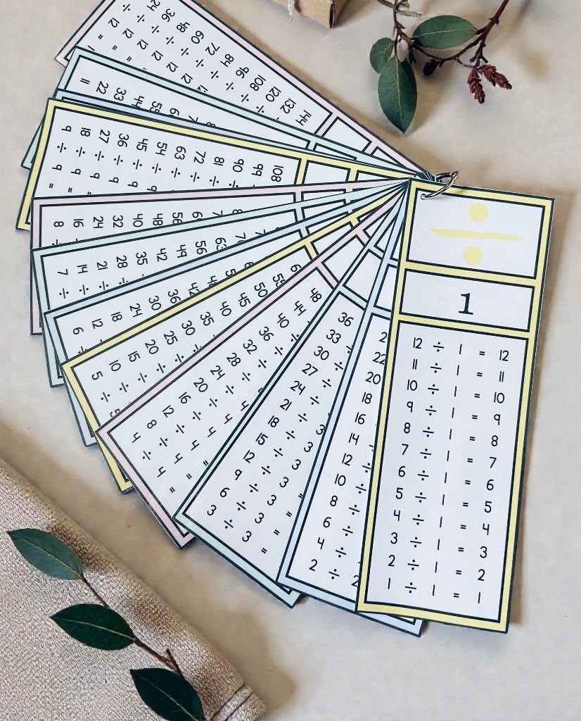 0-12 Division Maths Flashcards Early Years Pre School Flash Cards Math EYFS.