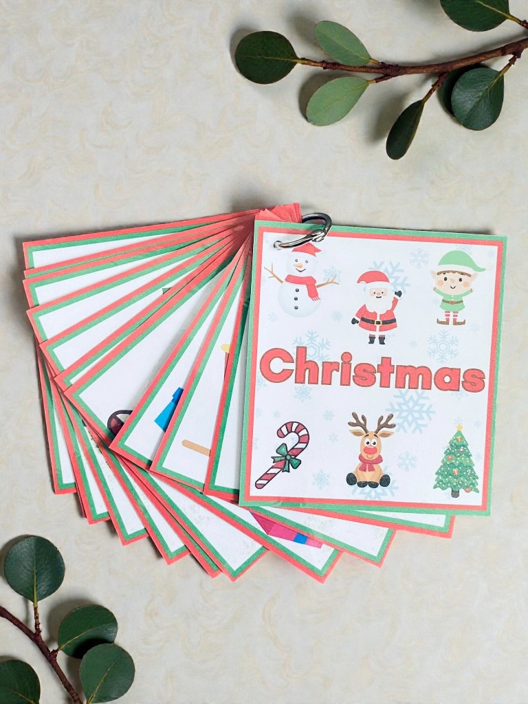 Christmas Flashcards Book Early Years Pre School Children Education Flash Cards.