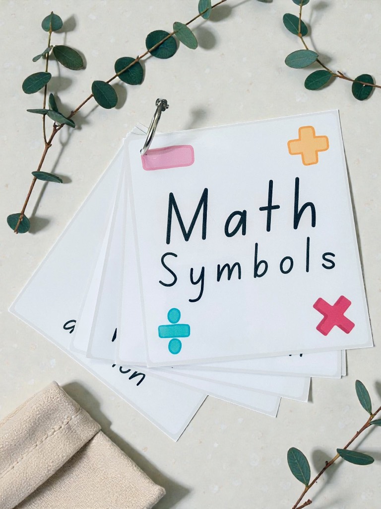 Math Symbols Flashcards EYFS Preschool Homeschool Learning Cards SEN Maths