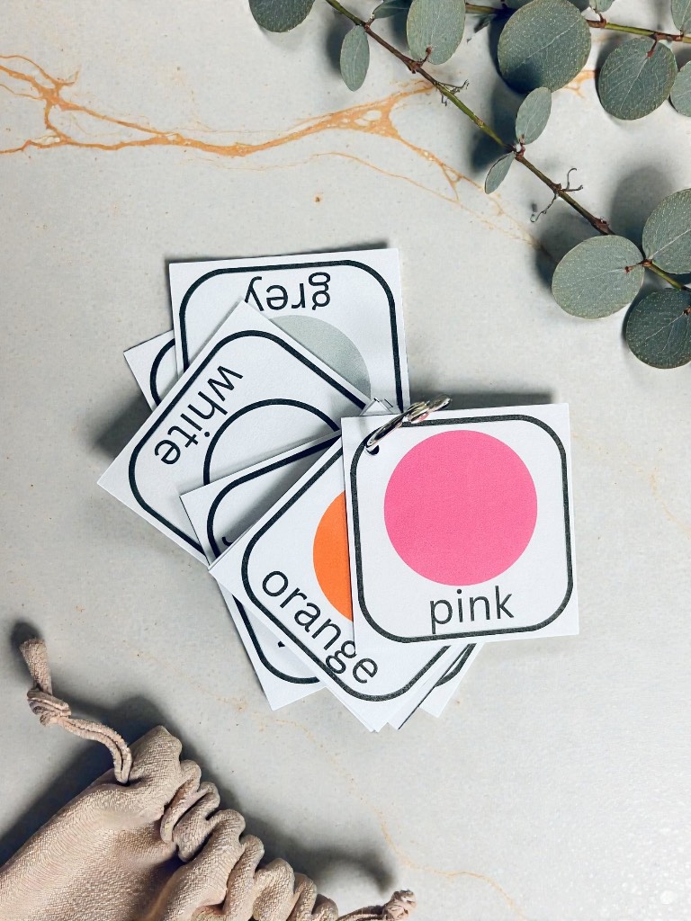 Mini 4.5cm x 4.5cm Pocket Size Colours Cards Flashcard Book Non Verbal asn sen Autism.