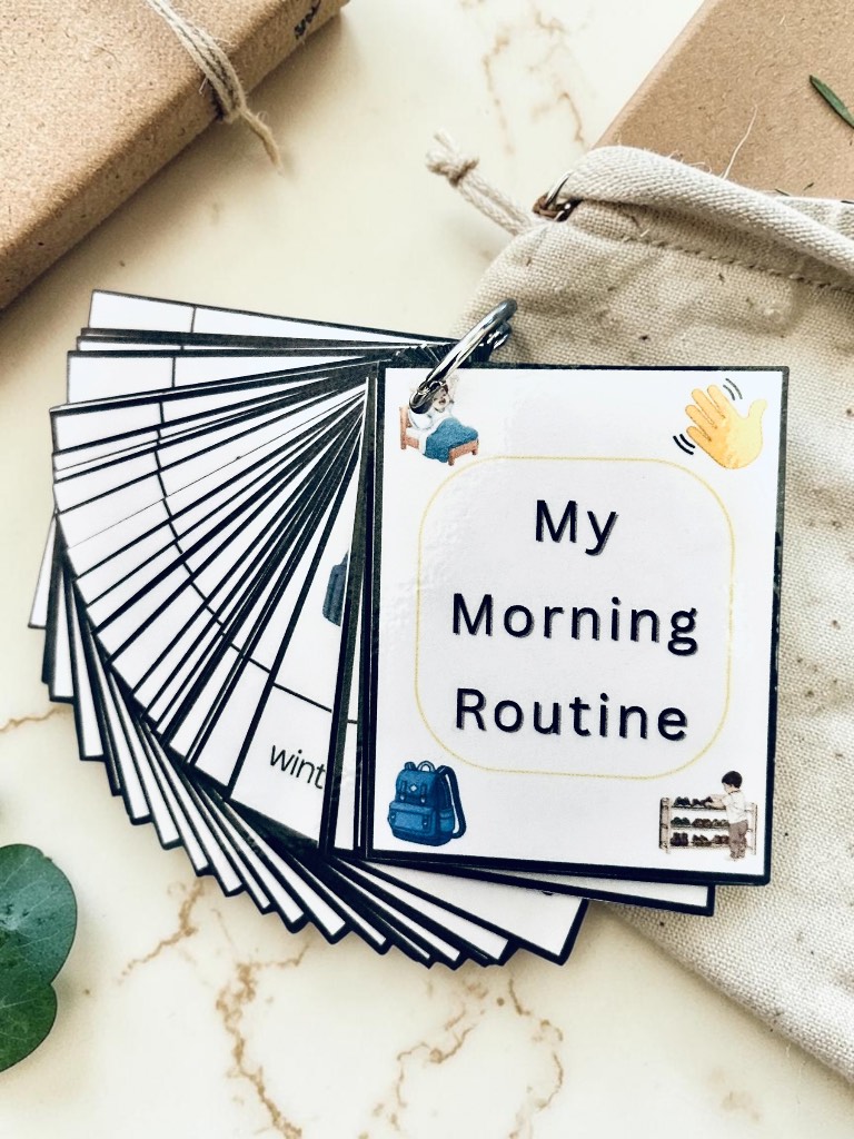 My Morning Routine Book 6cm x 4cm (SMALL) Flashcards Non Verbal ASN Communication Flash Cards.