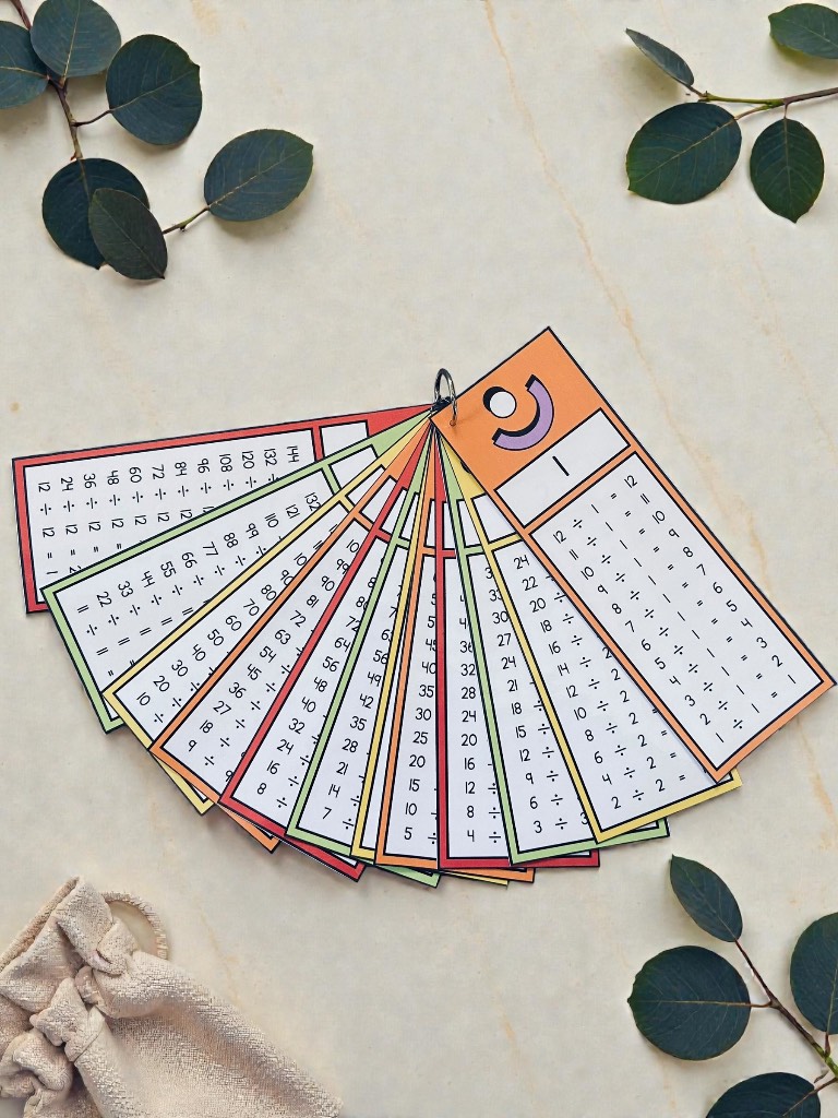 0-12 Division Flashcards Early Years Pre School Flash Cards Math EYFS.