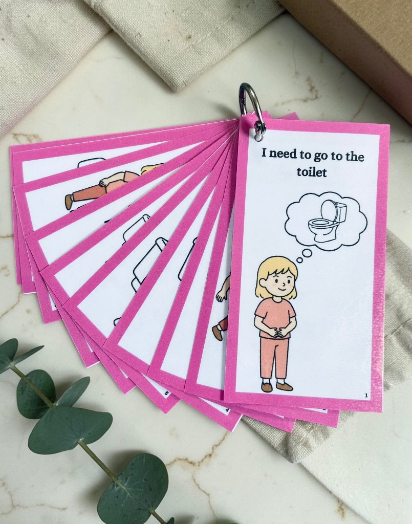 Toilet Routine Training Visual Communication Flashcards Pink Early Years Pre School Children Flash C