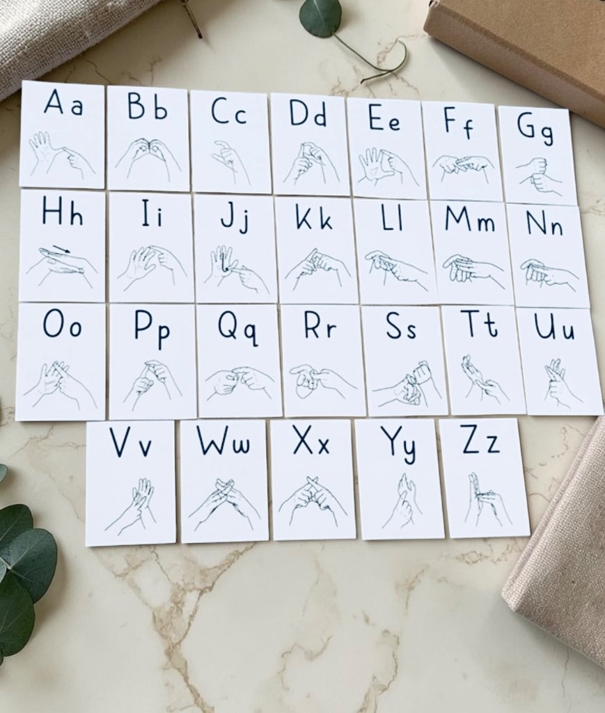 UK Sign Language | Alphabet Flashcards Adult Child ASN Non Verbal Flash Cards EYFS