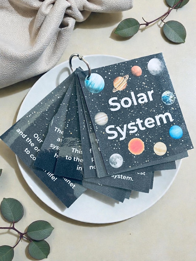 Solar System Flashcards Book Early Years Pre School Children Education Flash Cards EYFS Homeschool.