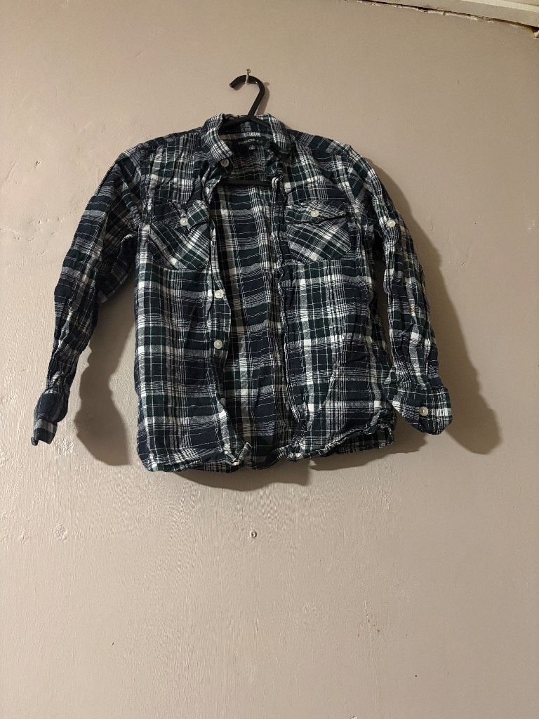 Rebel black and white plaid button up shirt Size 7 years #plaid #kids