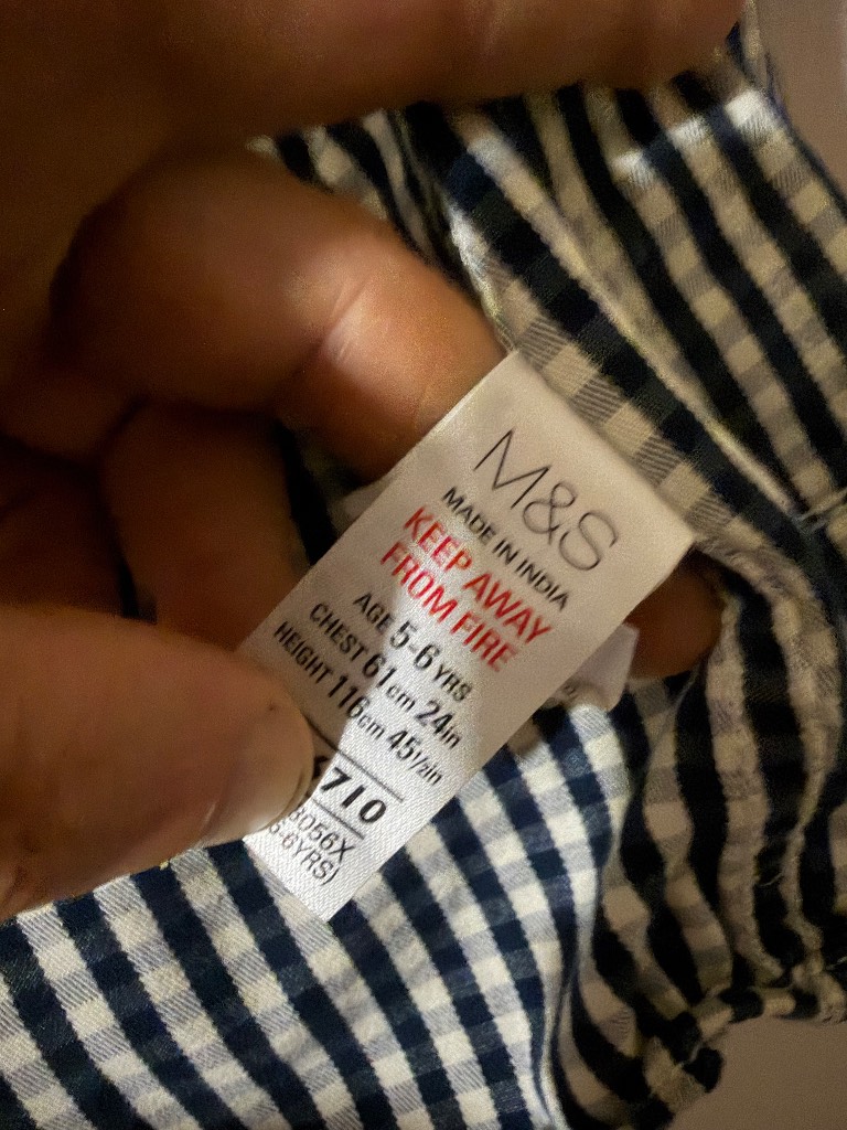 M&S blue & white checkered shirt Size 5 years