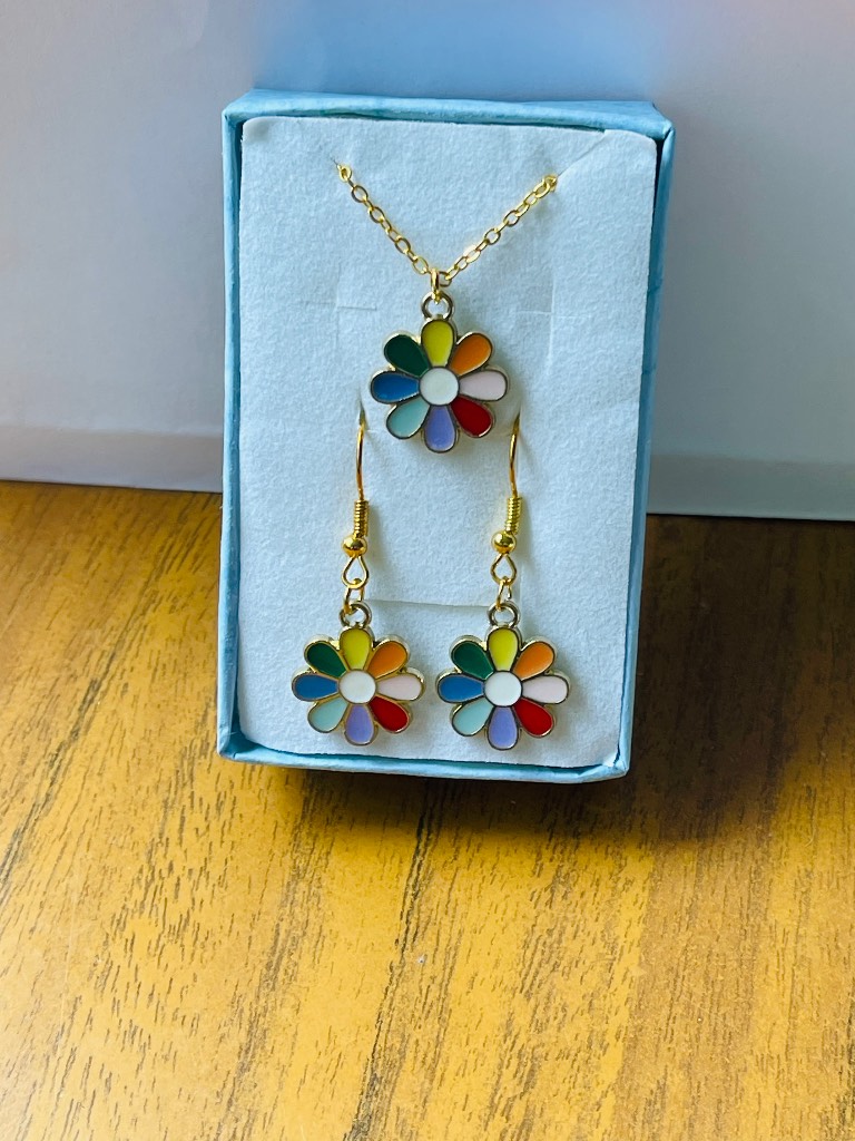 Flower Earrings and Necklace