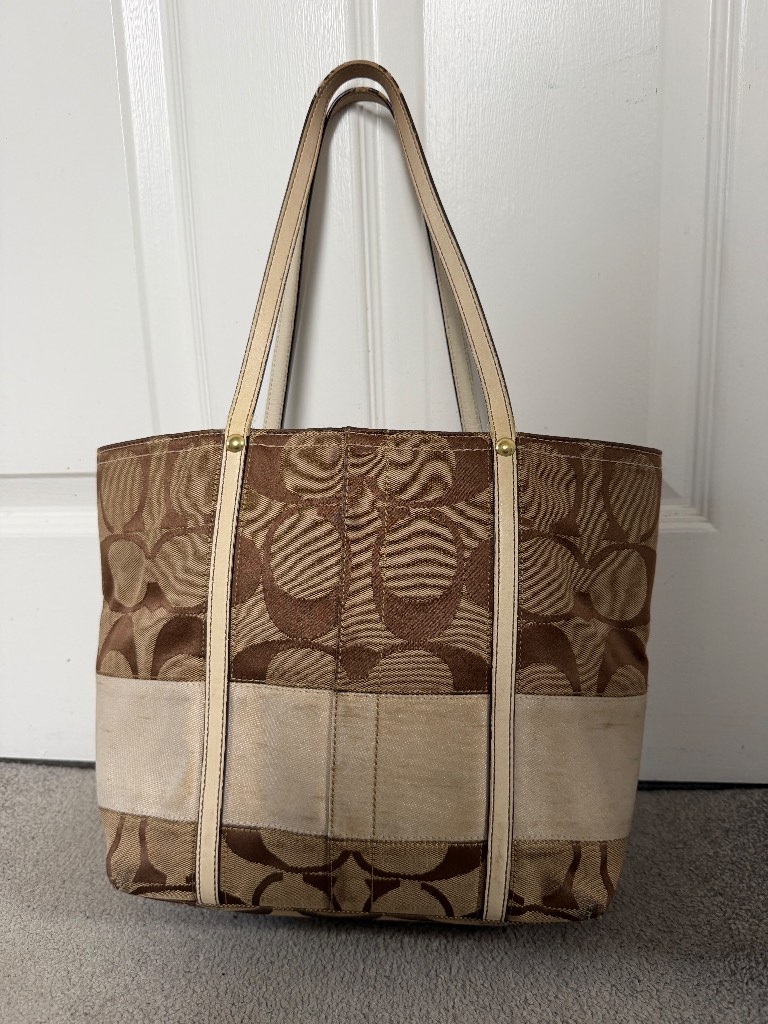 Vintage Coach Y2K Signature Stripe Tote Bag