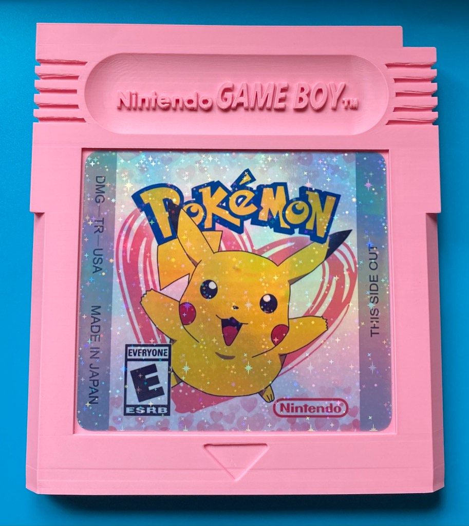 3D Printed Custom Gameboy Game Cartridge - Valentines Pikachu