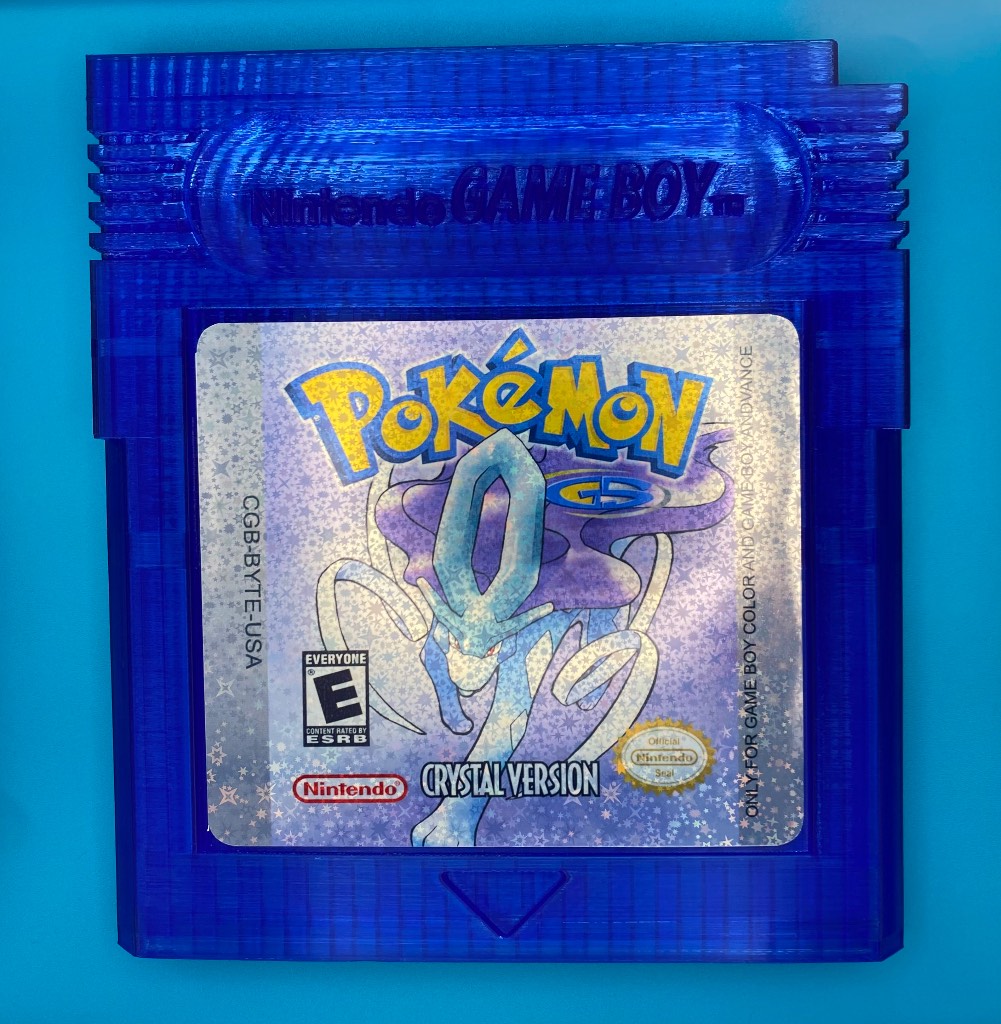 3D Printed Gameboy Game Cartridge - Pokémon Crystal Version, Suicune