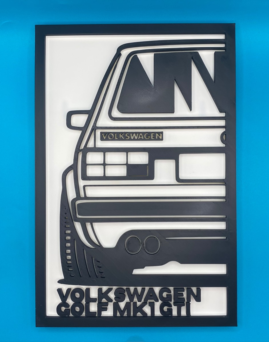 3D Printed Custom Car Plaque - Volkswagen Golf MK1 GTI