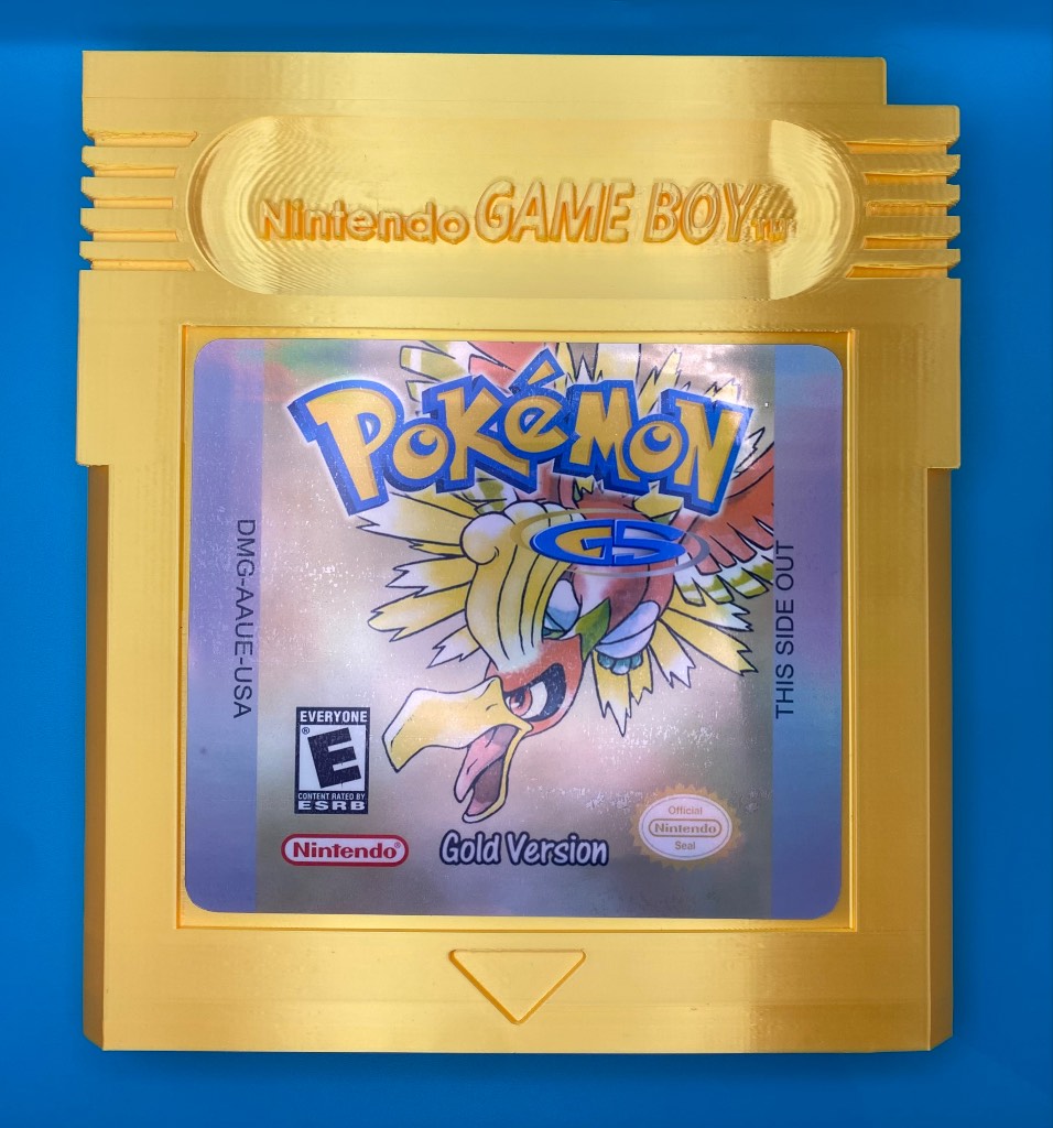 3D Printed Gameboy Game Cartridge - Pokémon Gold Version, Ho-Oh