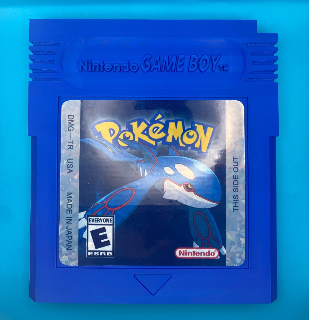 3D Printed Custom Gameboy Game Cartridge - Kyogre