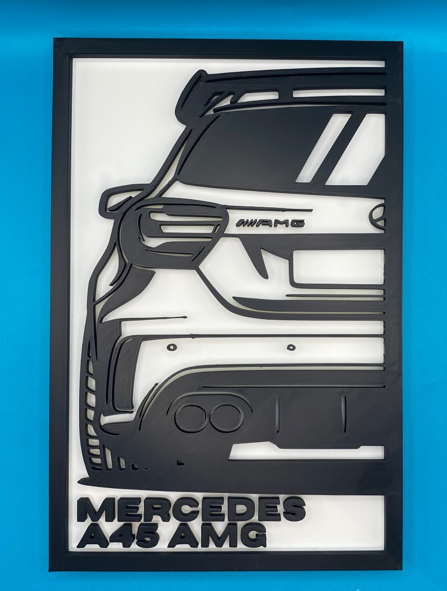 3D Printed Custom Car Plaque - Mercedes A45 AMG