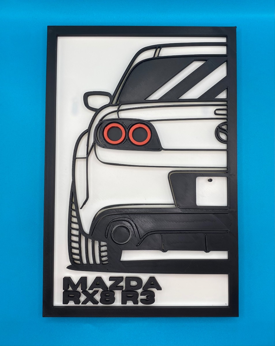 3D Printed Custom Car Plaque - Mazda RX8 R3
