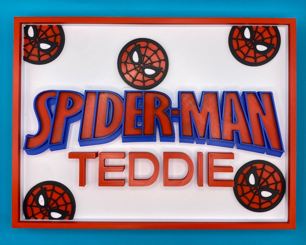 3D Printed Personalised Marvel Plaque - Spiderman