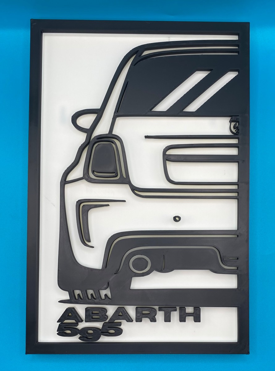 3D Printed Custom Car Plaque - Abarth 595