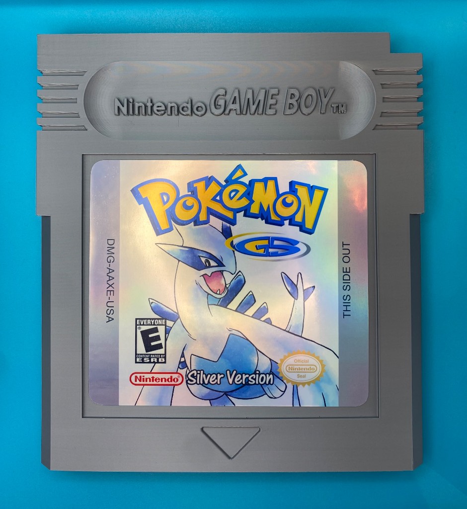 3D Printed Gameboy Game Cartridge - Pokémon Silver Version, Lugia