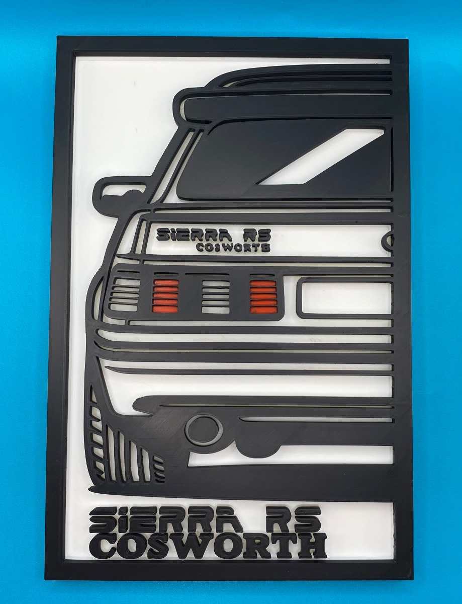 3D Printed Custom Car Plaque - Sierra RS Cosworth