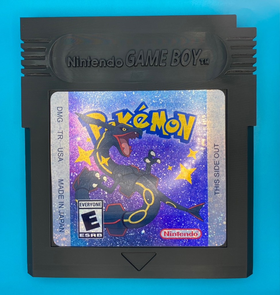 3D Printed Custom Gameboy Game Cartridge - Shiny Rayquaza