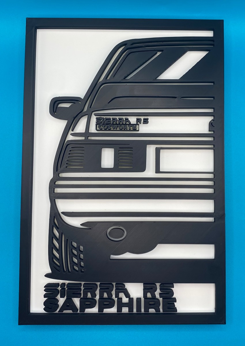 3D Printed Custom Car Plaque - Sierra RS Sapphire