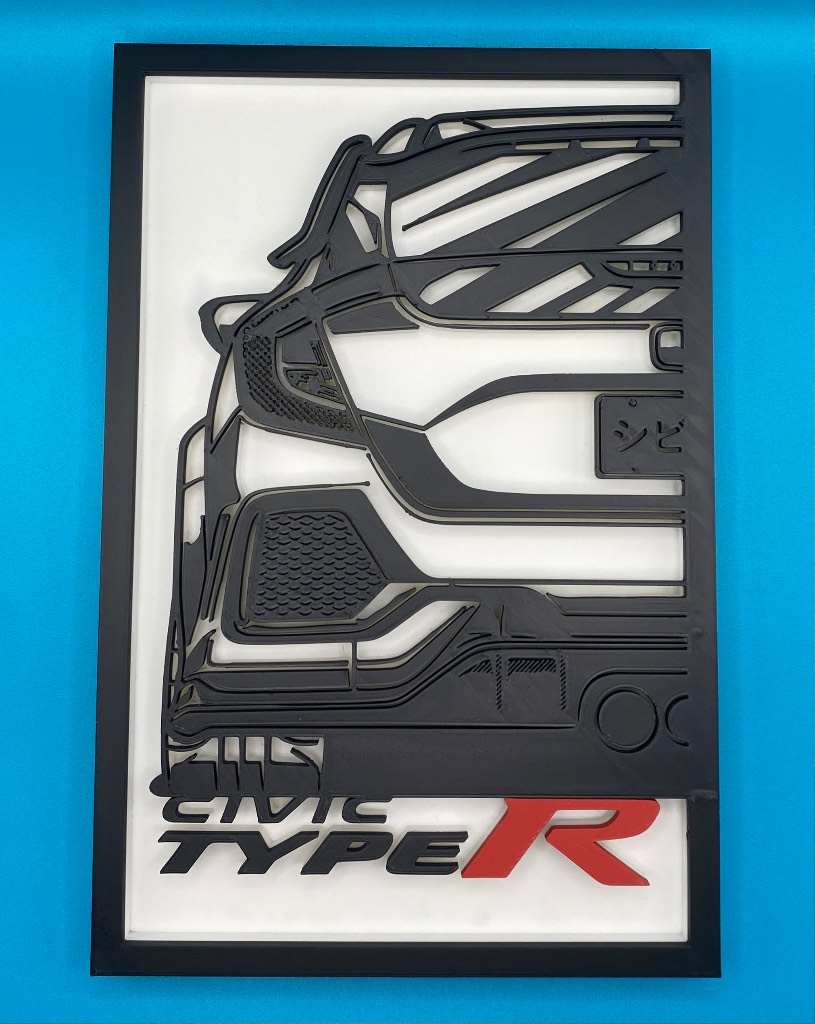 3D Printed Custom Car Plaque - Honda Civic Type R FK8