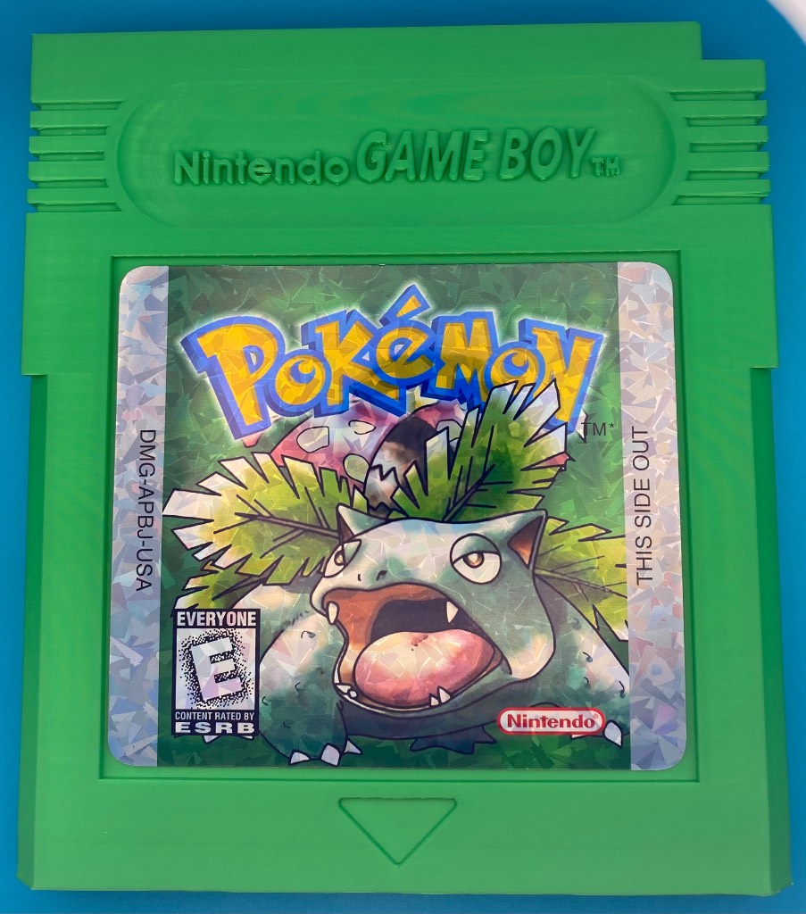 3D Printed Gameboy Game Cartridge - Pokémon Green Version, Venusaur