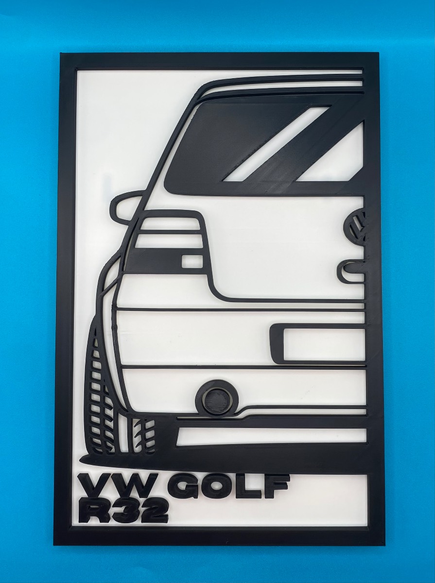 3D Printed Custom Car Plaque - Volkswagen Golf R32