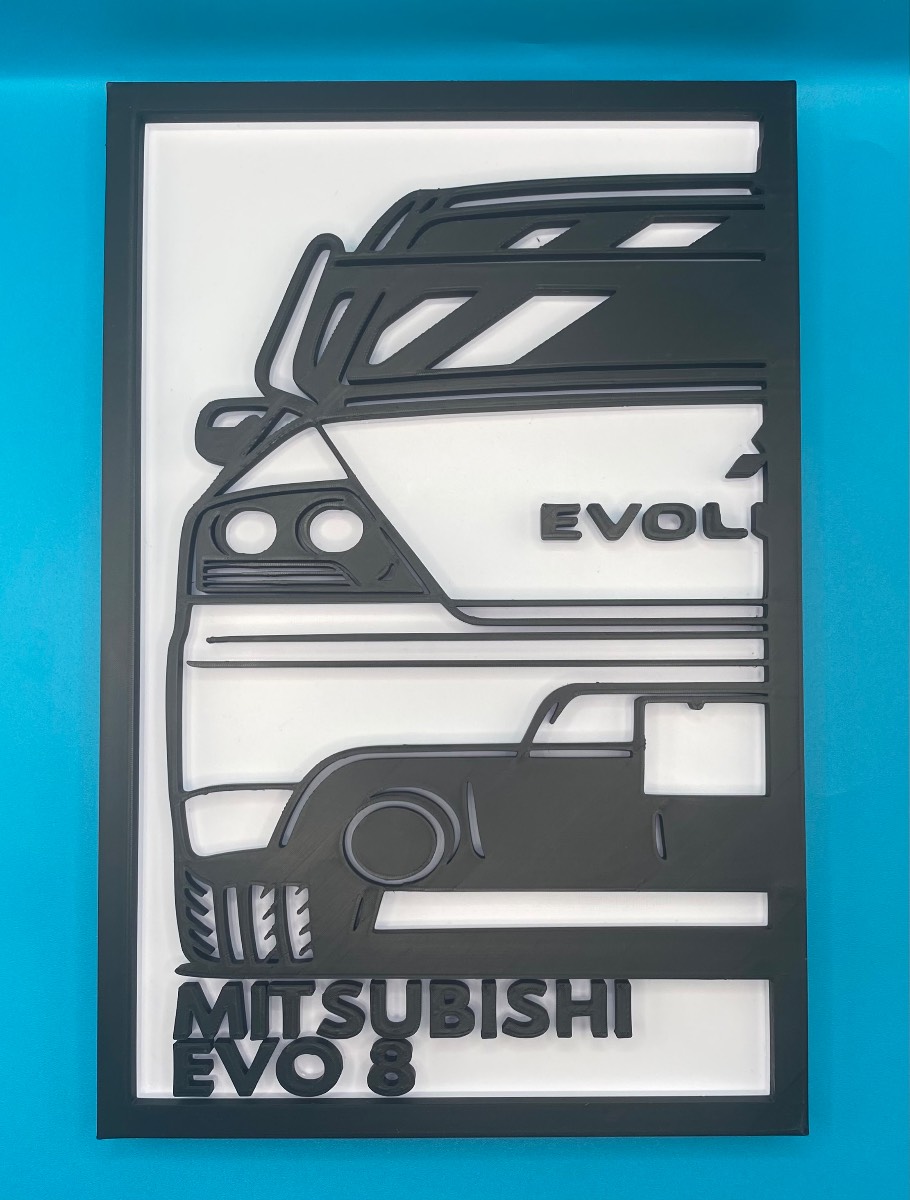 3D Printed Custom Car Plaque - Mitsubishi Evo 8