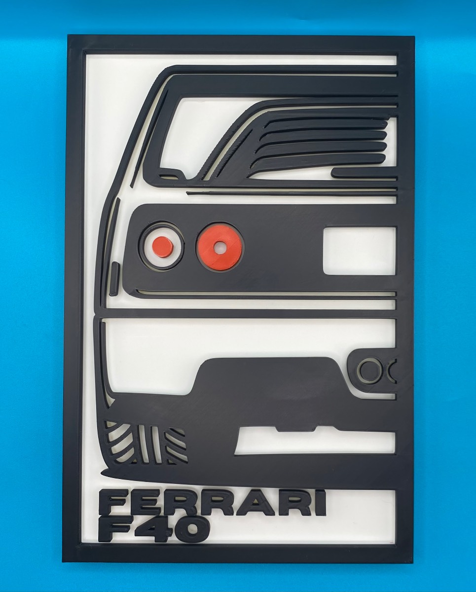 3D Printed Custom Car Plaque - Ferrari F40