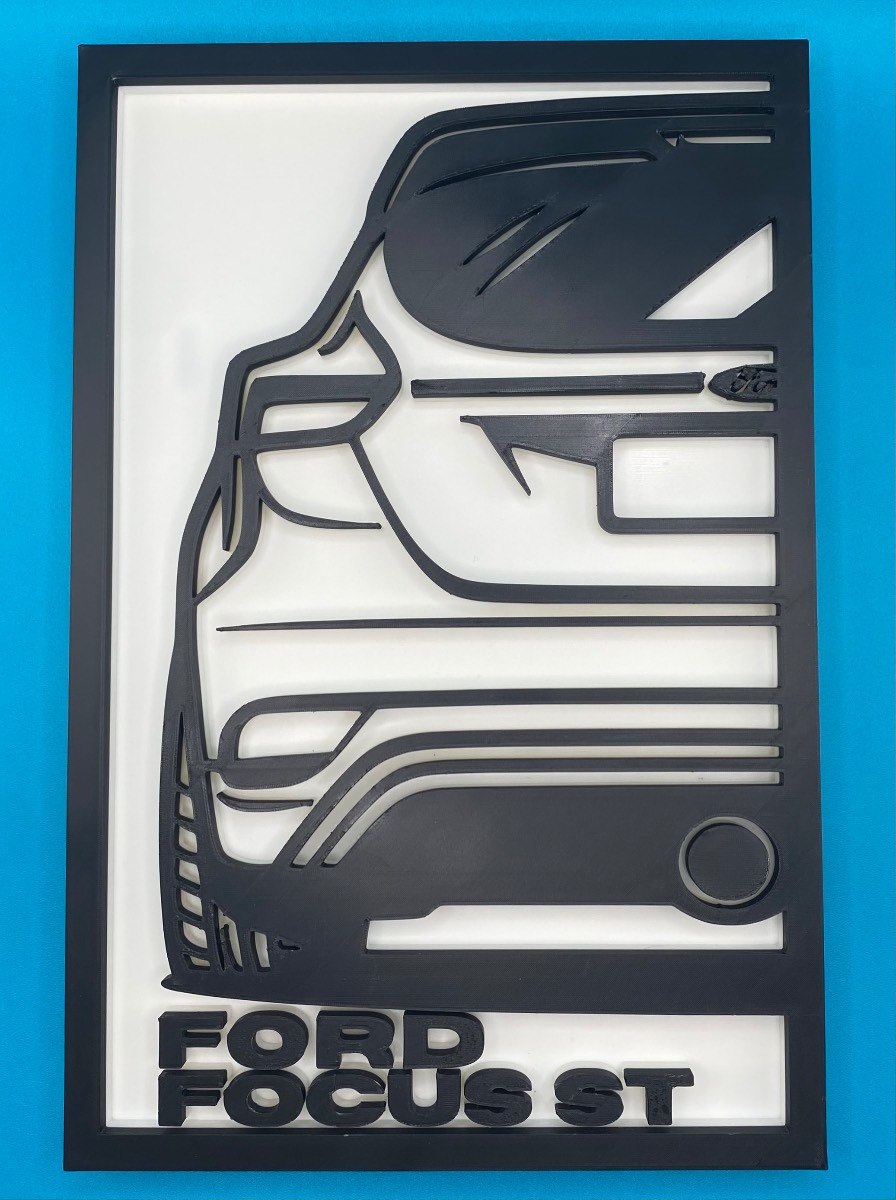 3D Printed Custom Car Plaque - Ford Focus ST
