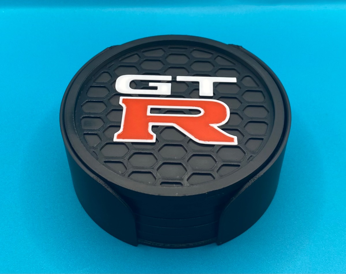 3D Printed 6x Coaster And Holder Set - GTR