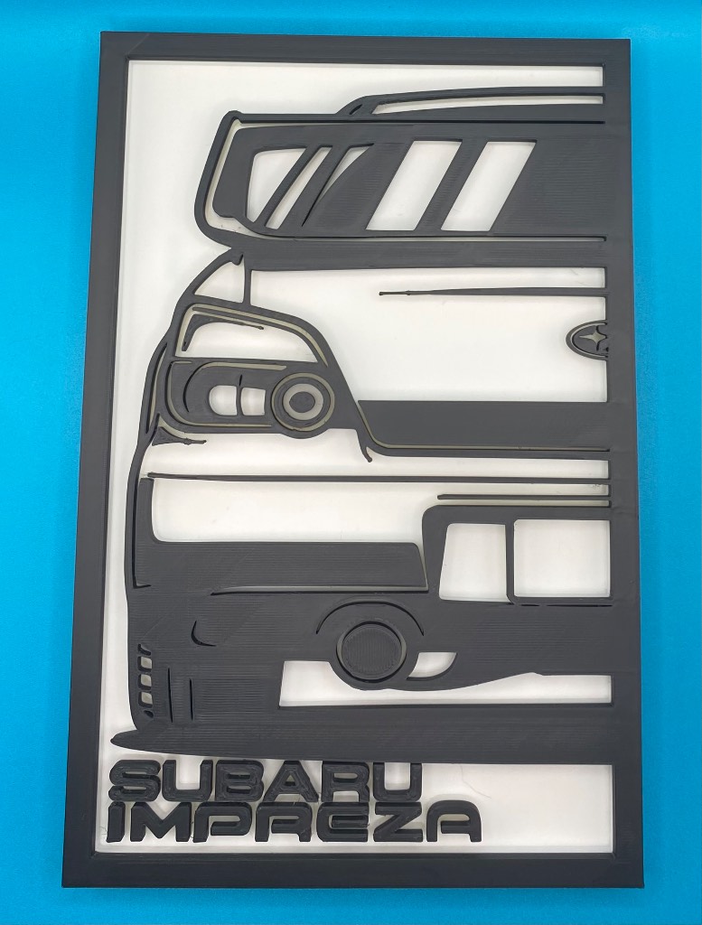 3D Printed Custom Car Plaque - Subaru Impreza