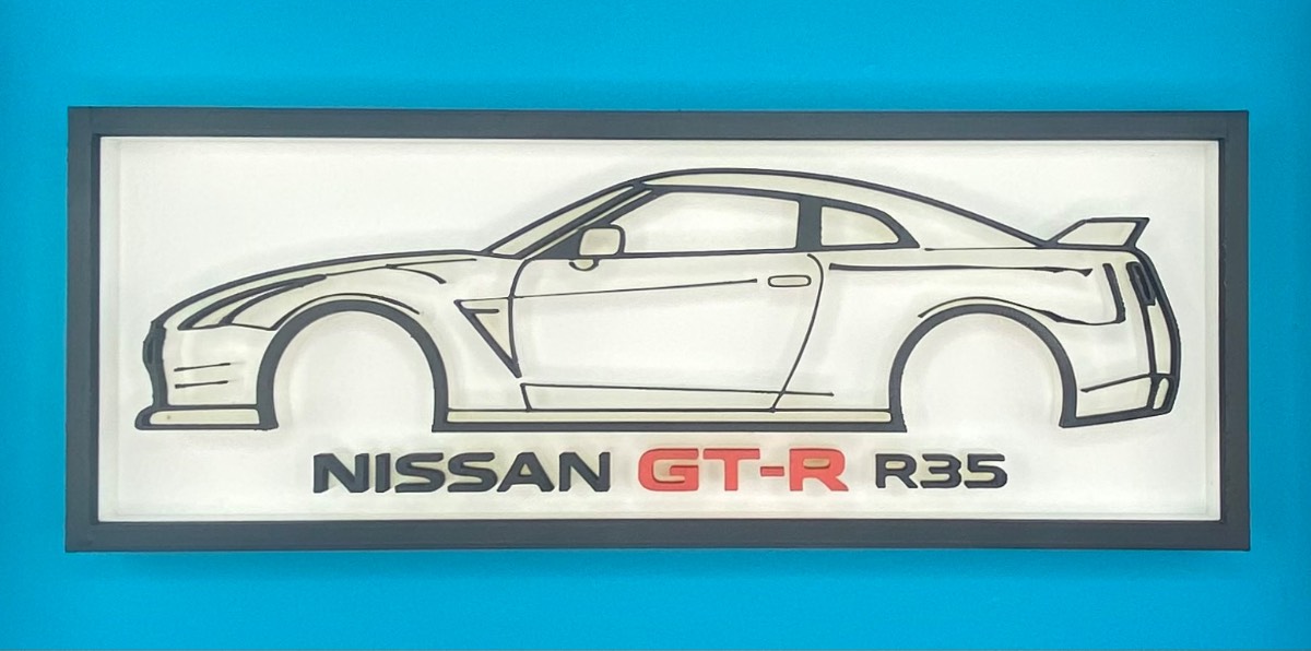 3D Printed Custom Car Plaque - Nissan GTR R35