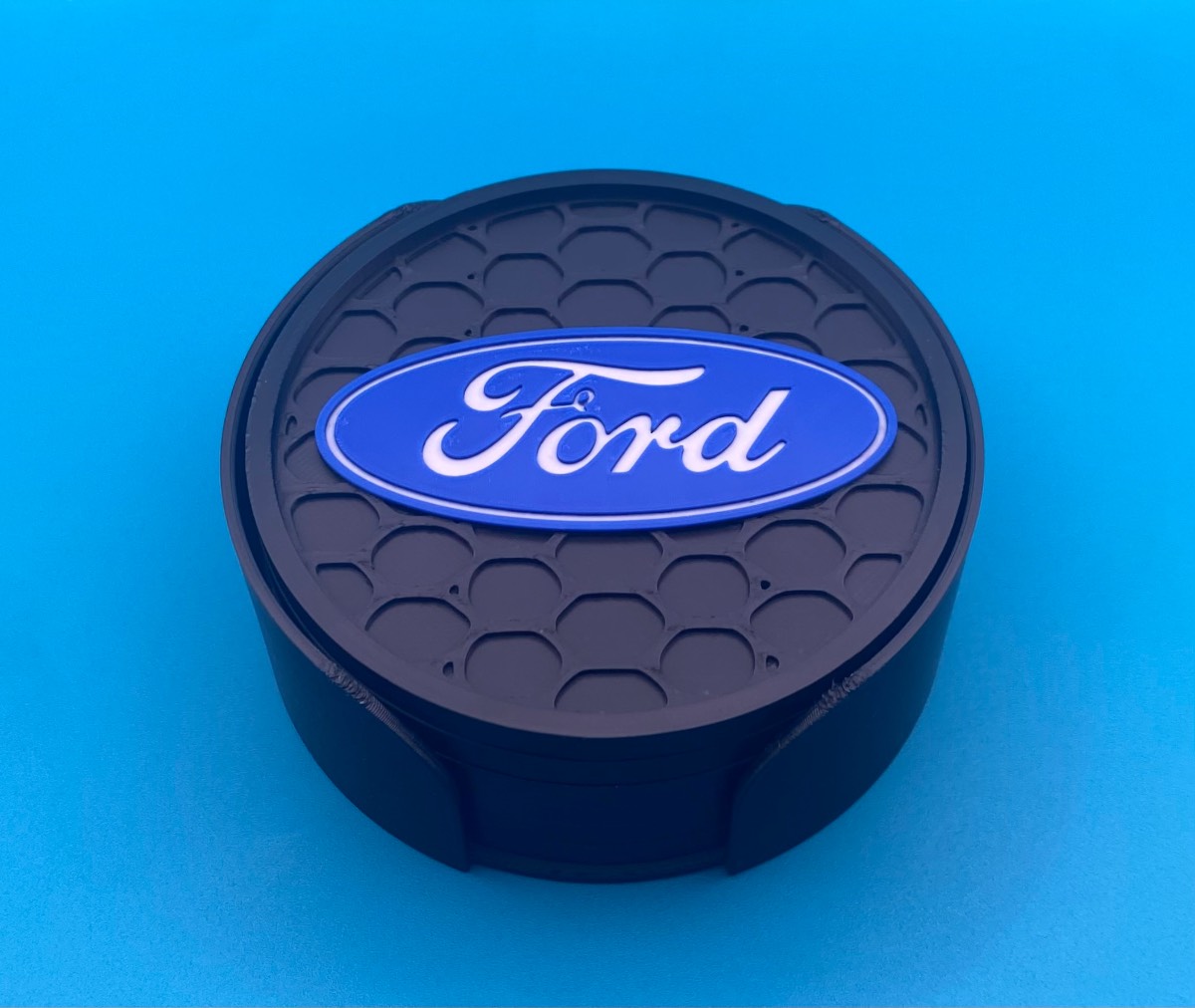 3D Printed 6x Coaster And Holder Set - Ford