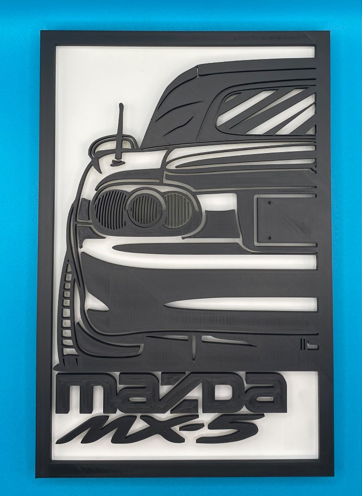 3D Printed Custom Car Plaque - Mazda MX5