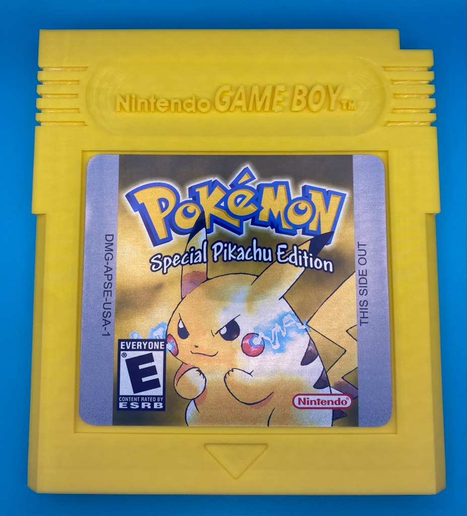 3D Printed Gameboy Game Cartridge - Pokémon Yellow Version, Pikachu