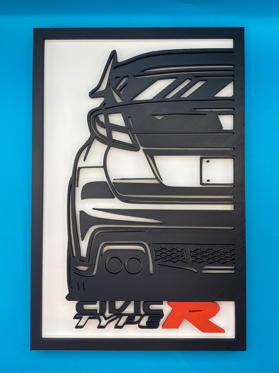 3D Printed Custom Car Plaque - Honda Civic Type R FK2