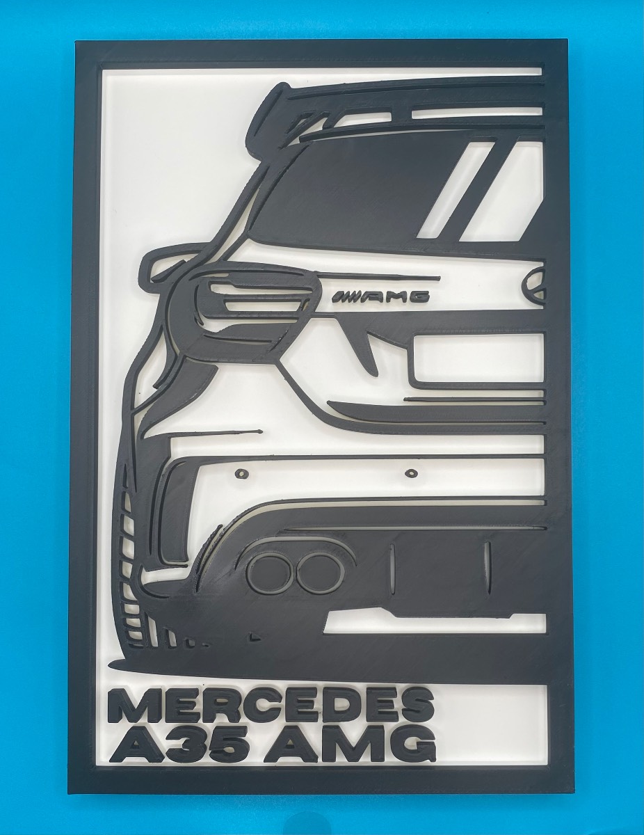 3D Printed Custom Car Plaque - Mercedes A35 AMG