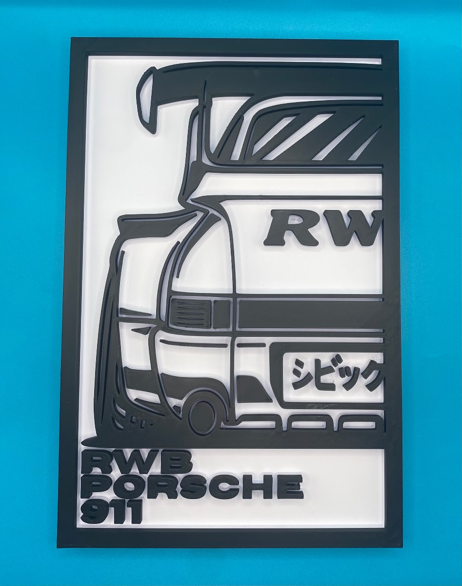 3D Printed Custom Car Plaque - RWB Porsche 911