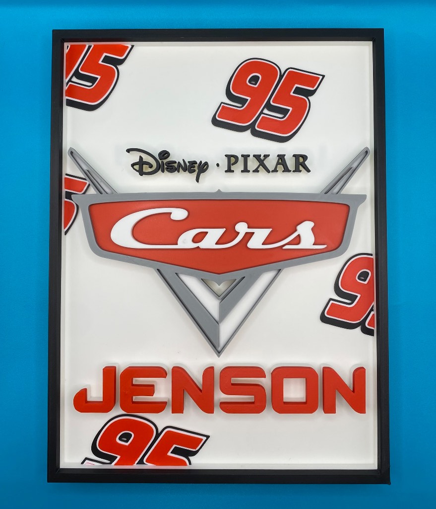 3D Printed Personalised Disney Plaque - Cars